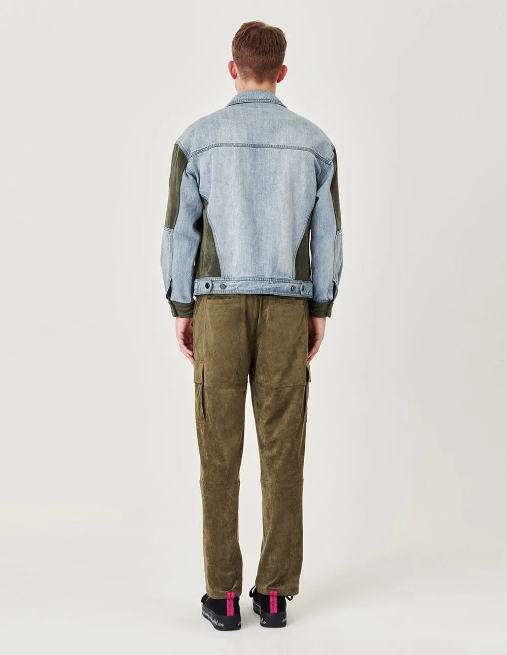 Suede Panel Casual Denim Jacket