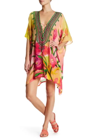 Tropical Print Short Kaftan