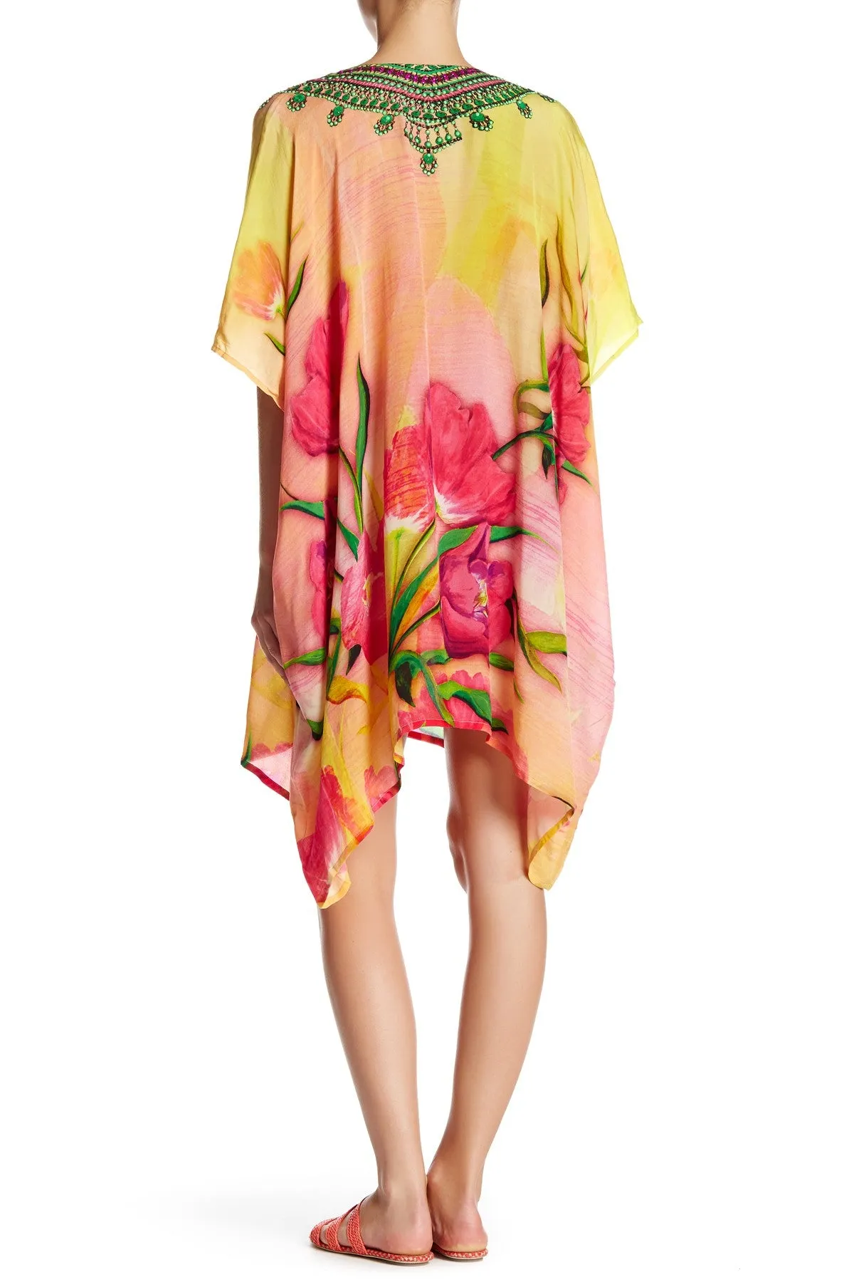 Tropical Print Short Kaftan