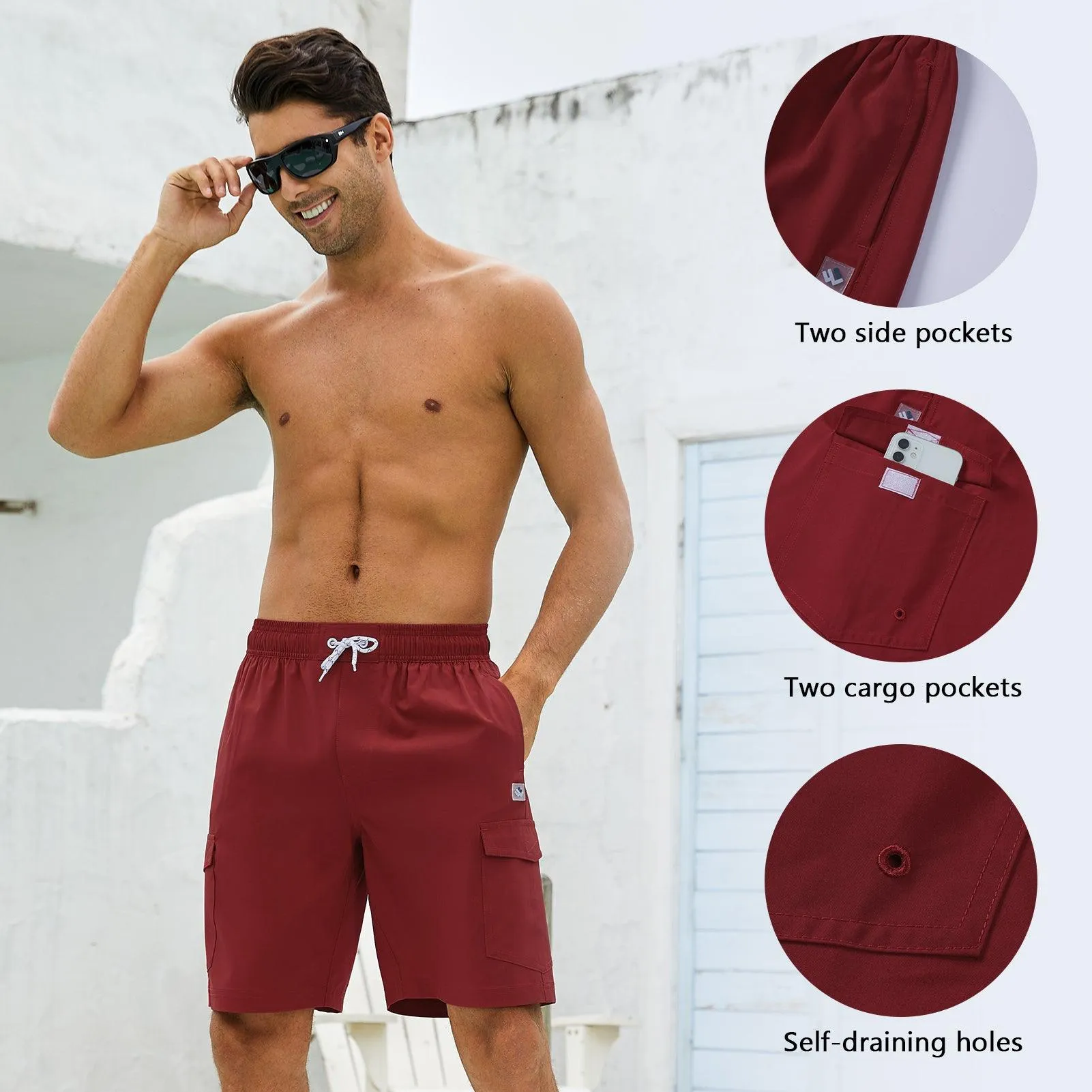 WILDBREATH Men's Quick Dry UPF 50  Lightweight Swim Trunk