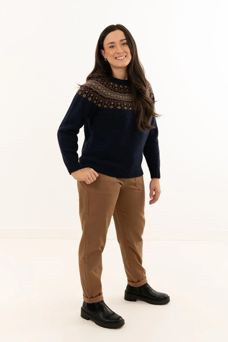 Womens Croft II Yoke Fair Isle Jumper - navy
