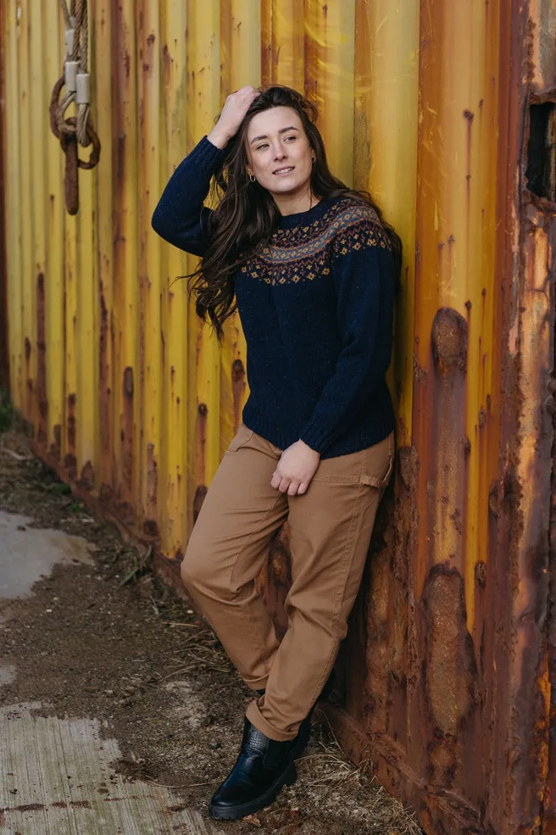 Womens Croft II Yoke Fair Isle Jumper - navy