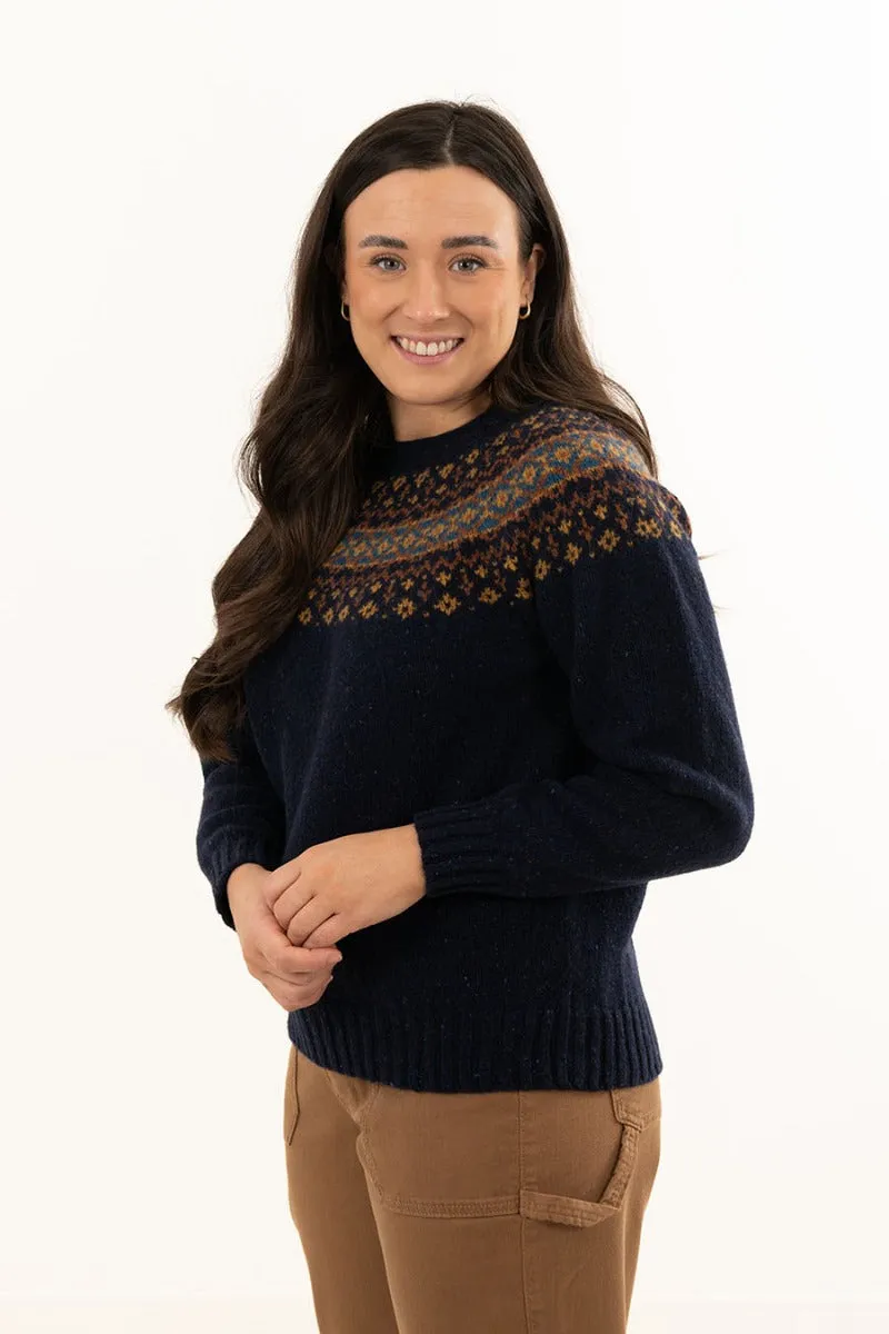 Womens Croft II Yoke Fair Isle Jumper - navy
