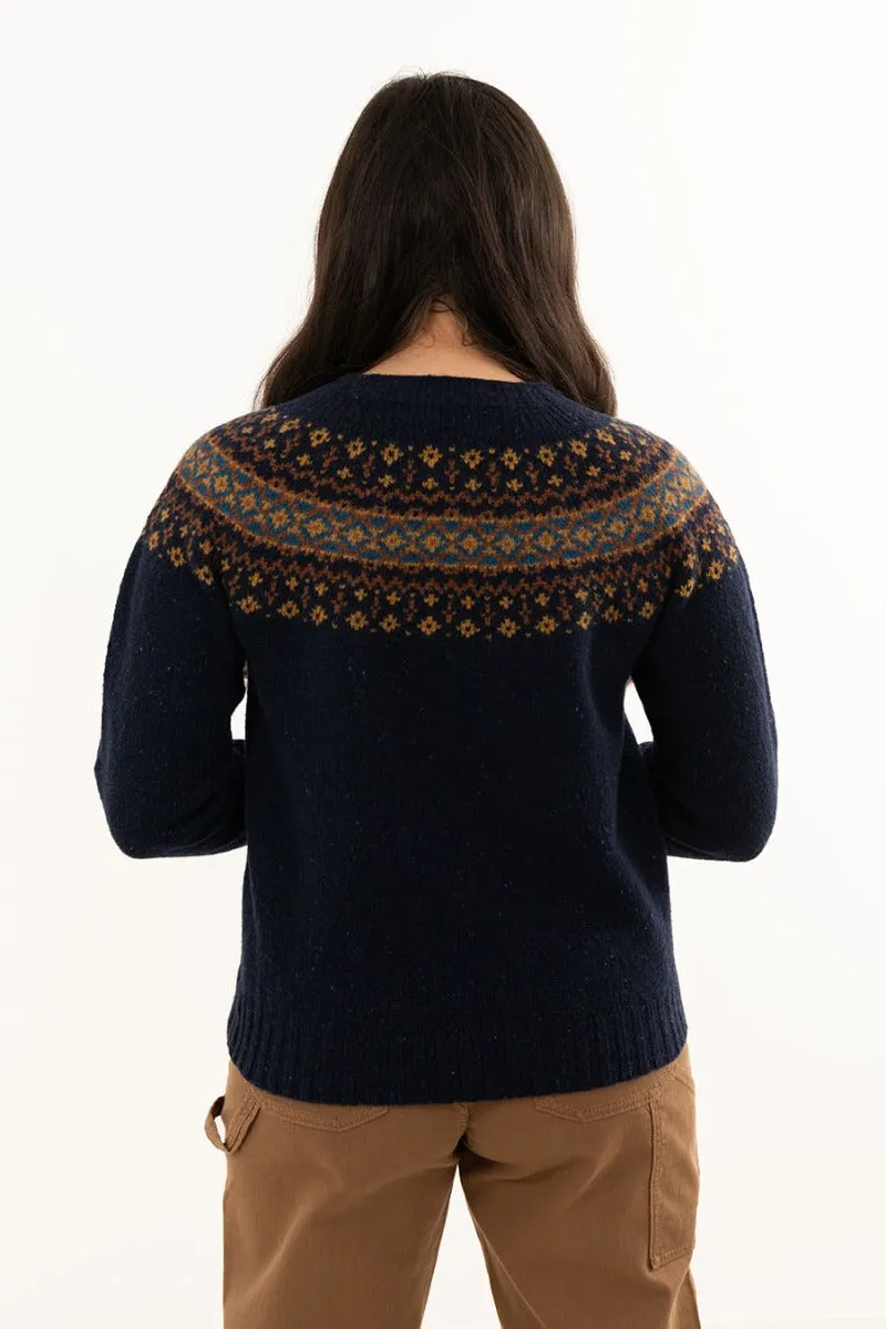 Womens Croft II Yoke Fair Isle Jumper - navy