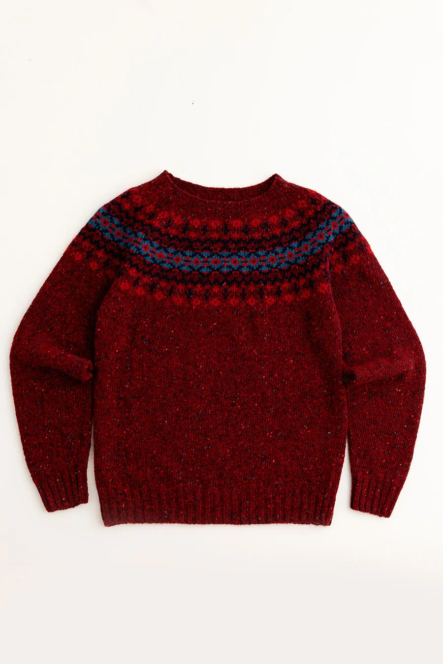 Womens Croft II Yoke Fair Isle Jumper - red