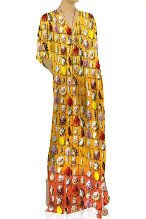 Yellow Long Sleeve Kaftan Dresses