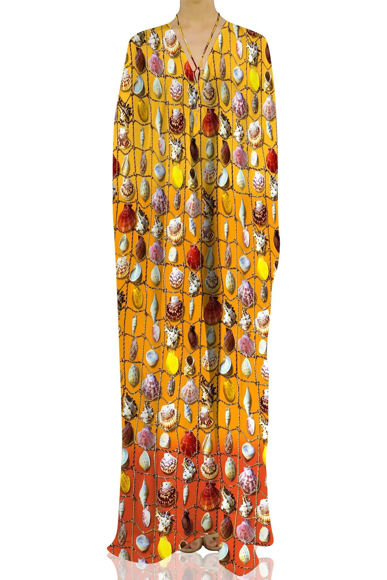 Yellow Long Sleeve Kaftan Dresses